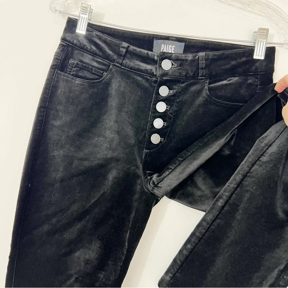 Paige Hoxton Ankle Peg Straight Velvet Jeans in Black Overdye Size 26